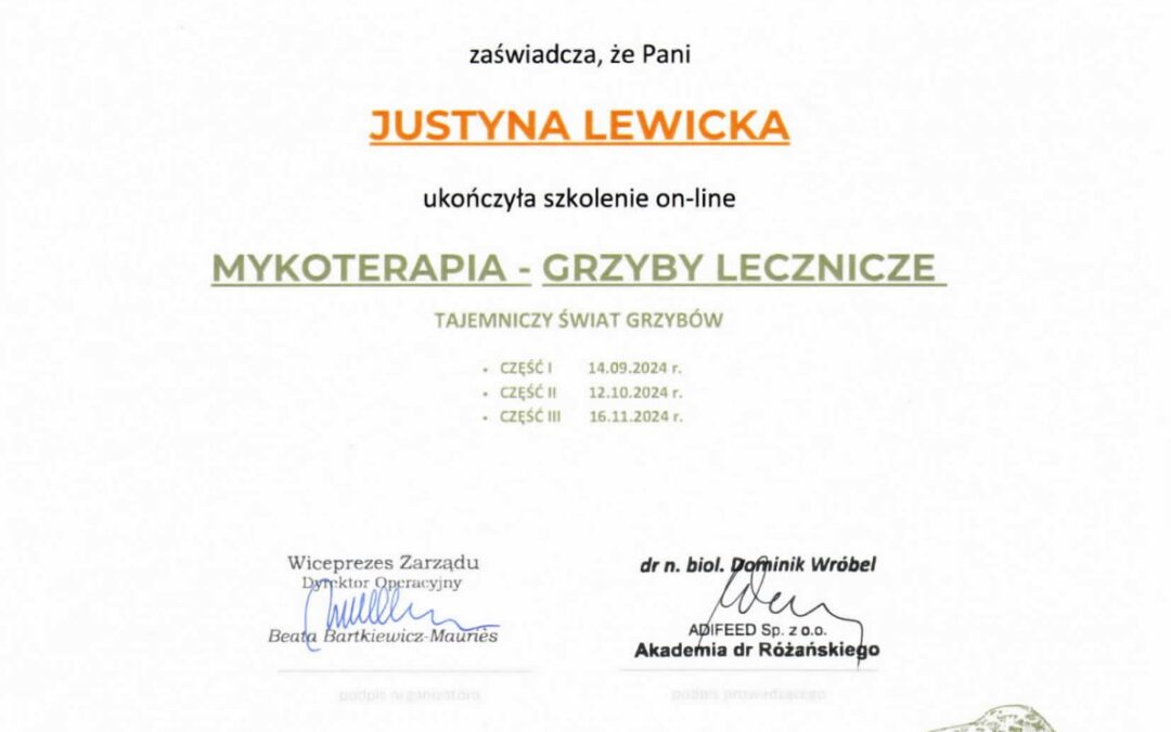 SZKOLENIE Z MYKOTERAPII- GRZYBÓW LECZNICZYCH